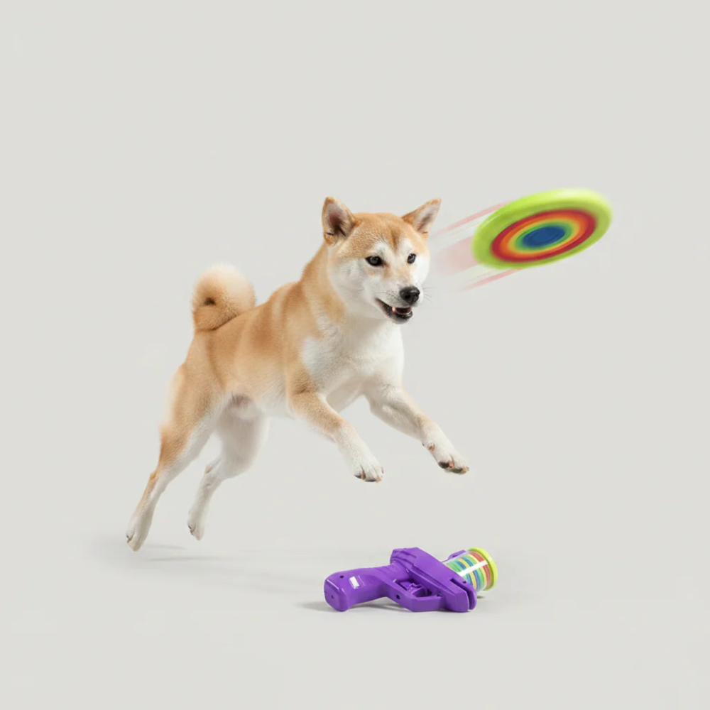 2-in-1 Dog Disc Launcher Toy – Interactive Fetch & Ball Toy