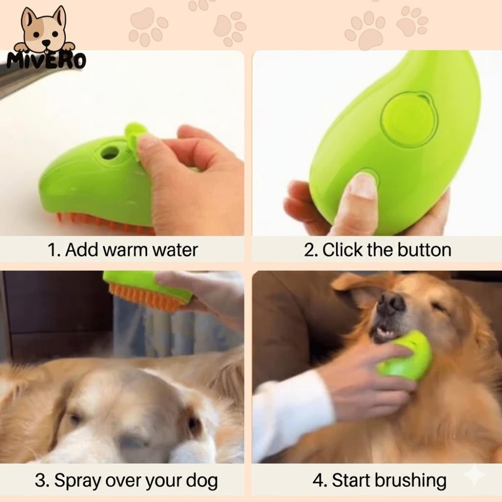 Dog Steam Grooming Brush for Shedding & Detangling – Pet Hair Removal Tool