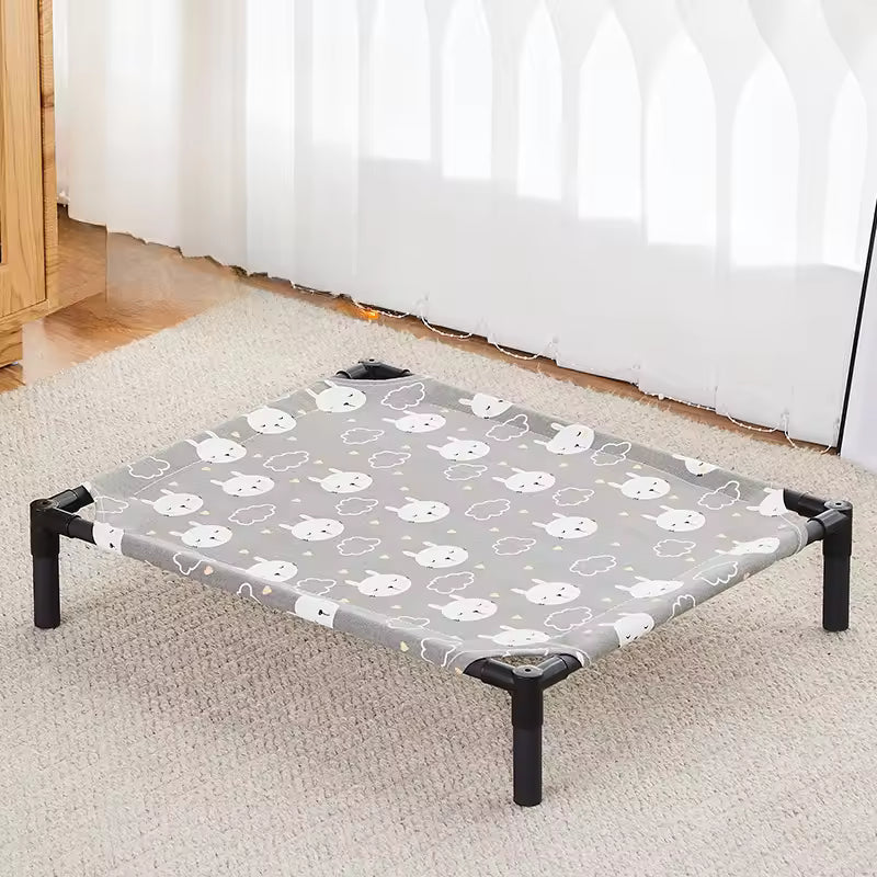 Elevated Dog Bed – Folding Portable Pet Camping Bed with Washable Cover