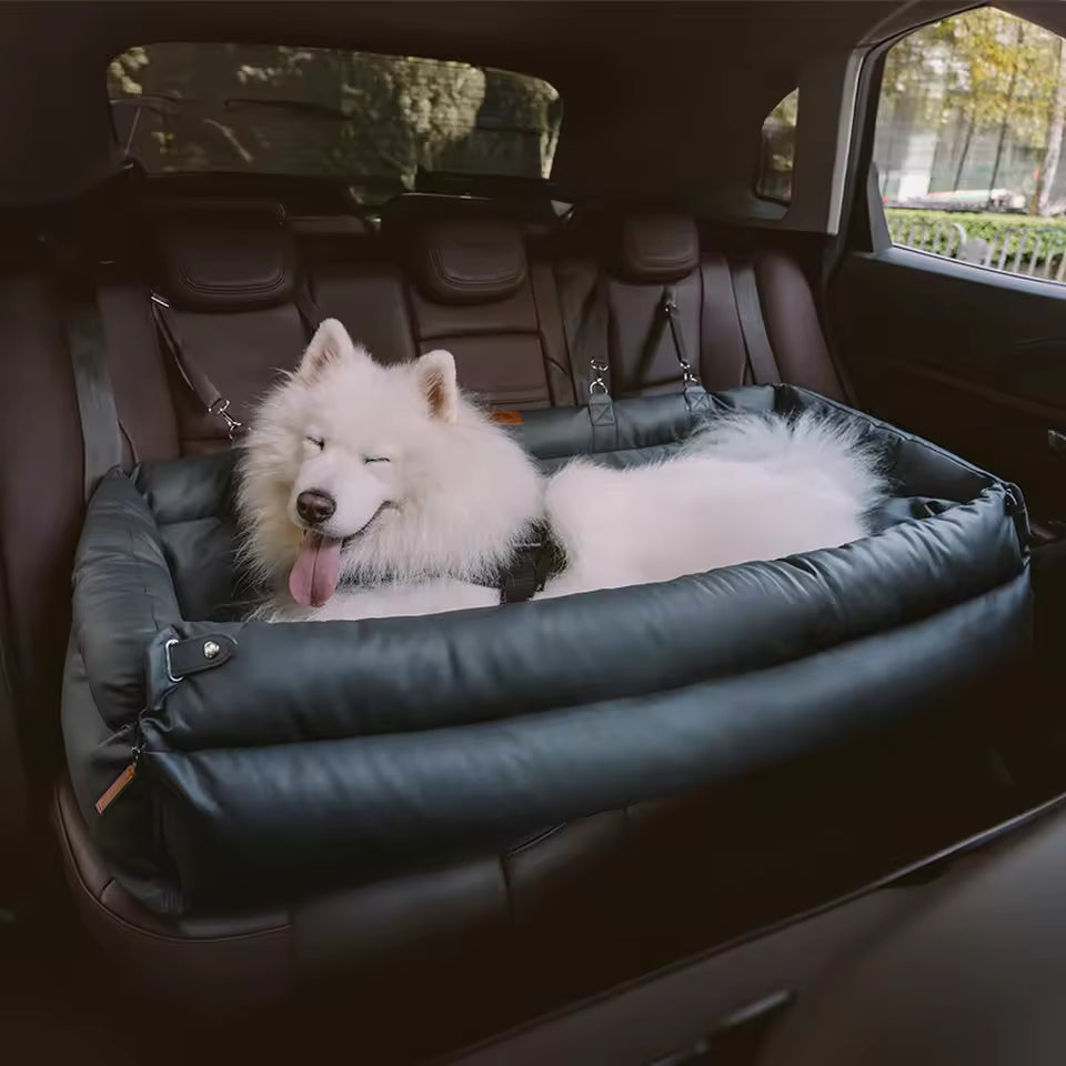 Faux Leather Pet Car Booster Seat – Travel Bed for Small Dogs & Cats