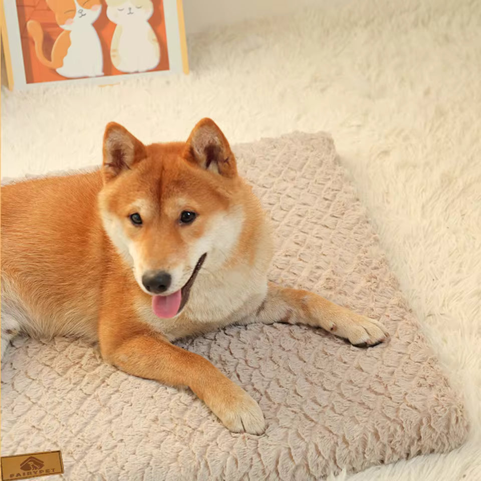 Dog Bed – Washable Faux Fur Crate Bed with Non-Slip Base