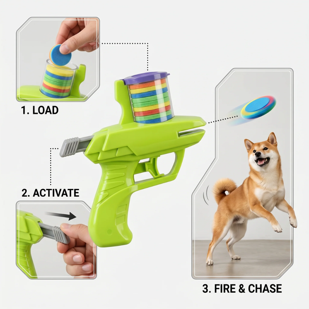2-in-1 Dog Disc Launcher Toy – Interactive Fetch &amp; Ball Toy