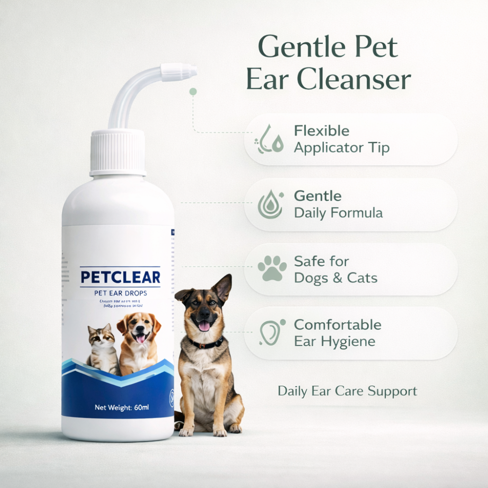 Pet Ear Cleanser Drops for Dogs and Cats | Applicator Tip