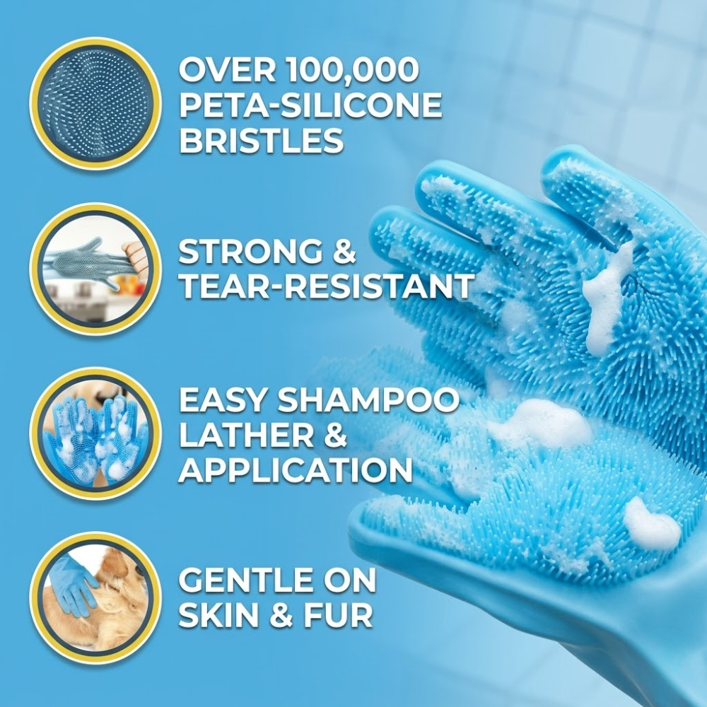 Pet Grooming Gloves – Deshedding &amp; Bathing Gloves for Dogs &amp; Cats