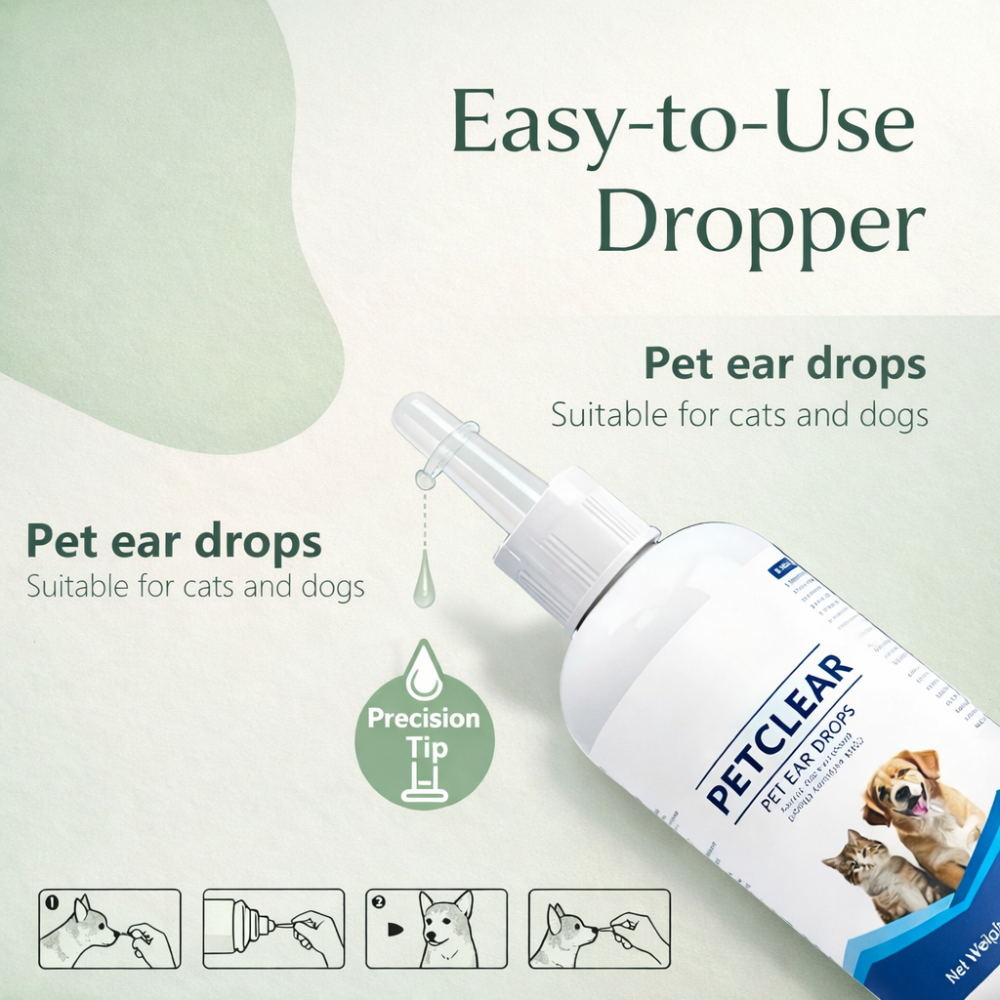 Pet Ear Cleanser Drops for Dogs and Cats | Applicator Tip
