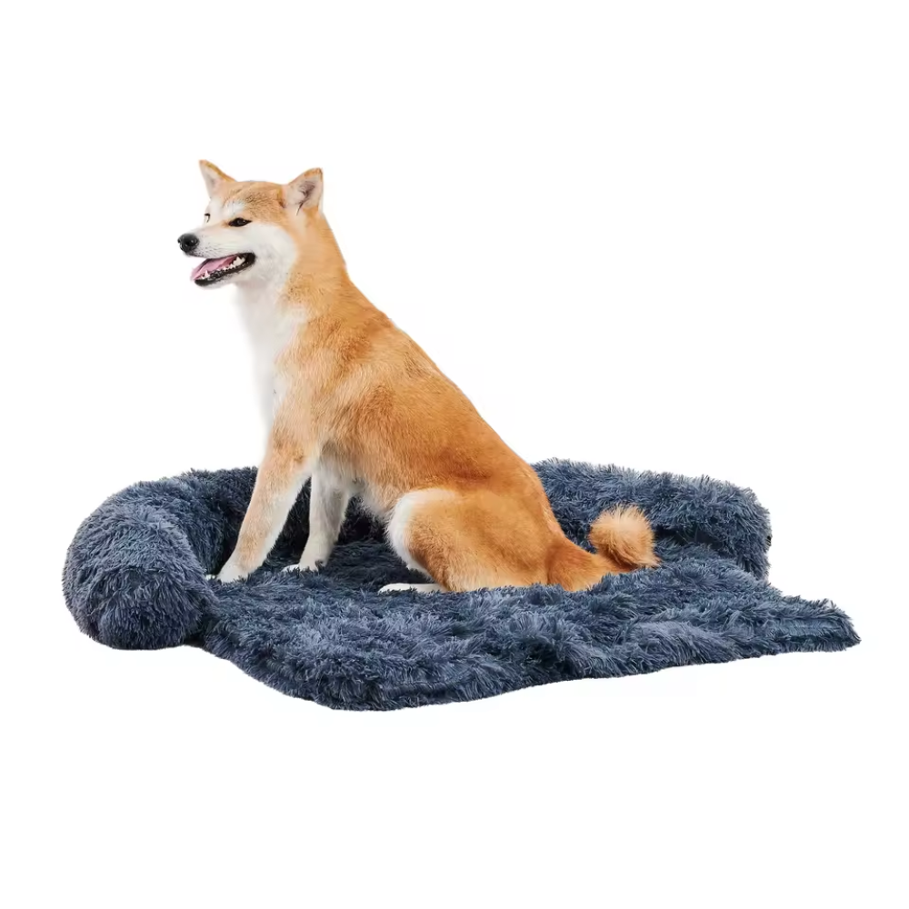 Calming Dog Bed – Fluffy Plush Mat with Removable Washable Cover