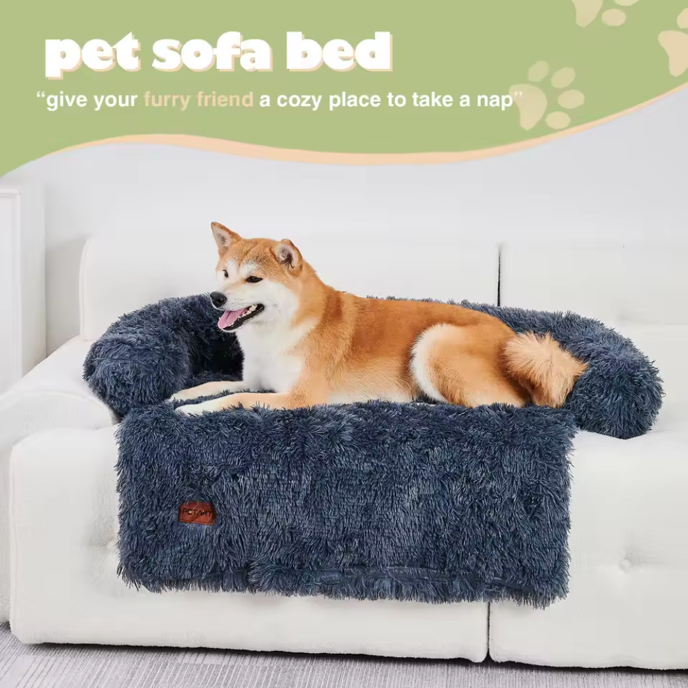 Calming Dog Bed – Fluffy Plush Mat with Removable Washable Cover