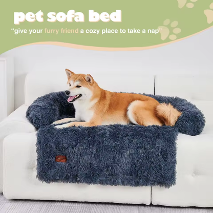 Calming Dog Bed – Fluffy Plush Mat with Removable Washable Cover