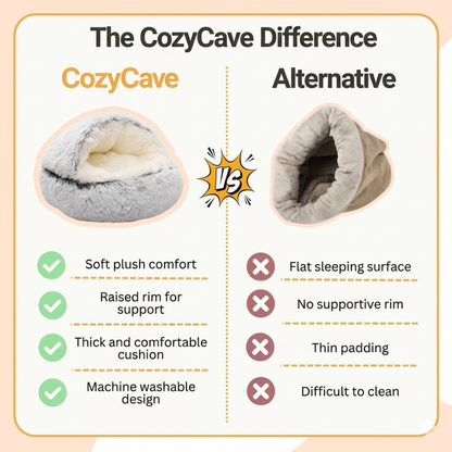 Calming Dog &amp; Cat Bed Cave with Support – Cozy Pet Basket