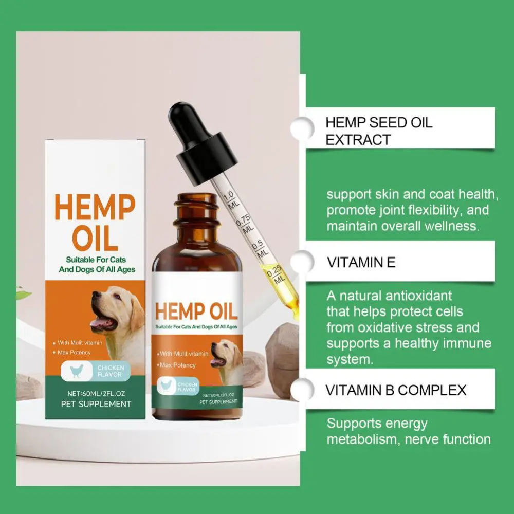 Hemp Seed Oil Drops for Cats and Dogs | Hair and Joint Care