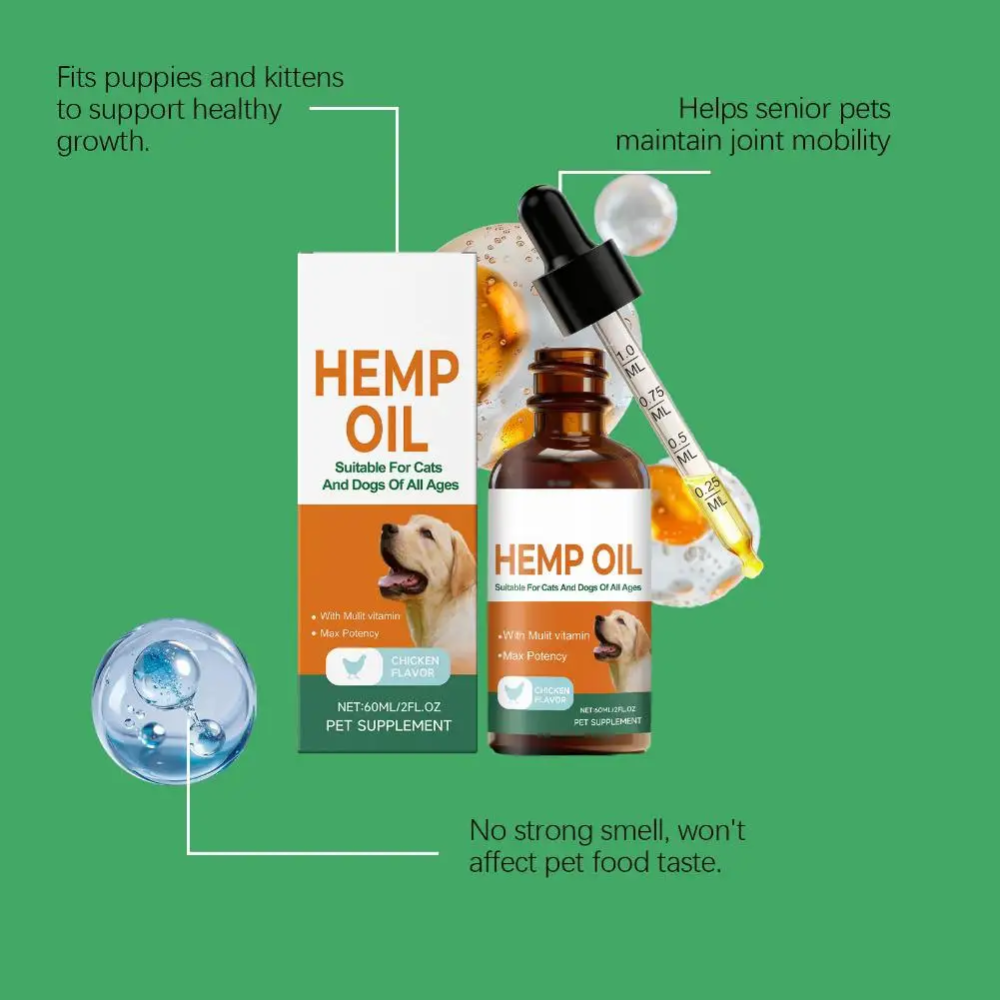 Hemp Seed Oil Drops for Cats and Dogs | Hair and Joint Care