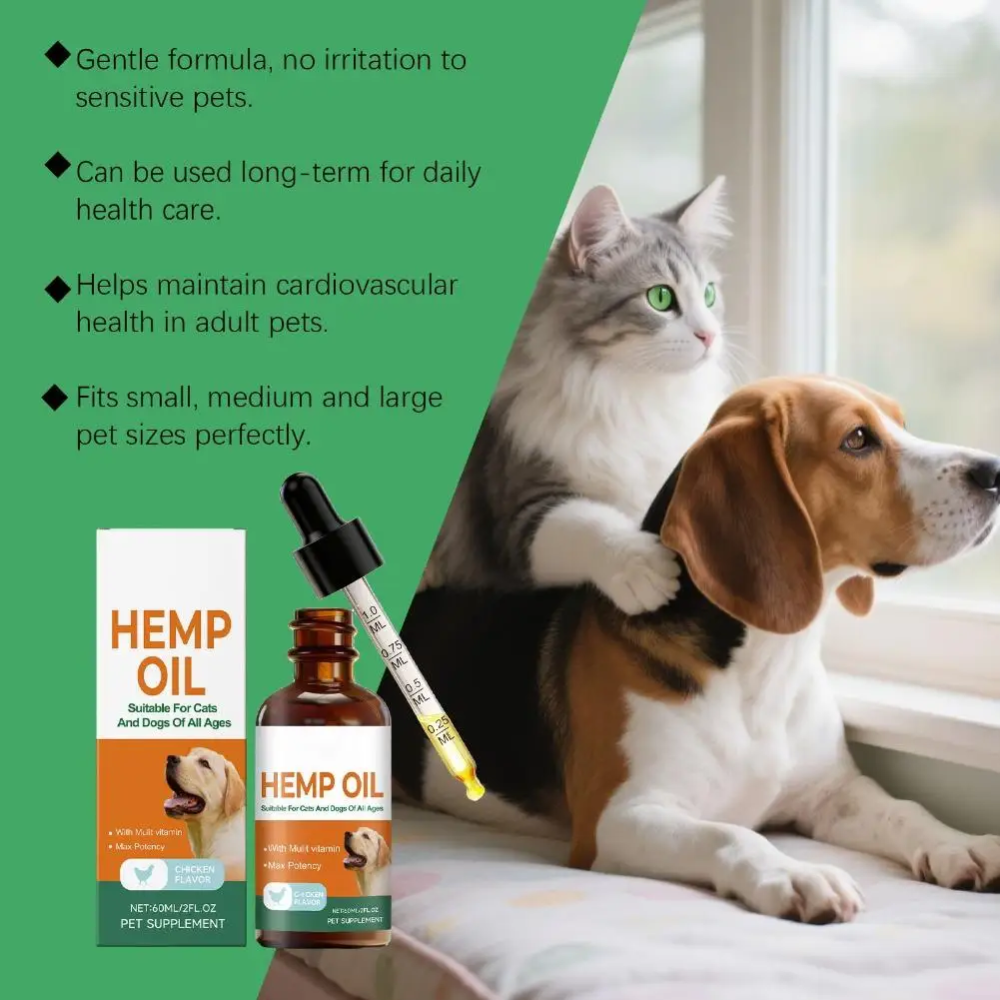 Hemp Seed Oil Drops for Cats and Dogs | Hair and Joint Care