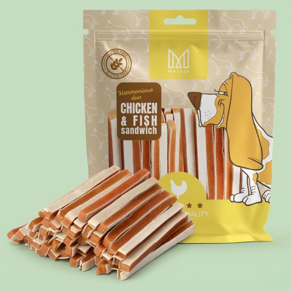 Chicken Cod Sandwich Treats for Dogs | 500g Dried Snack