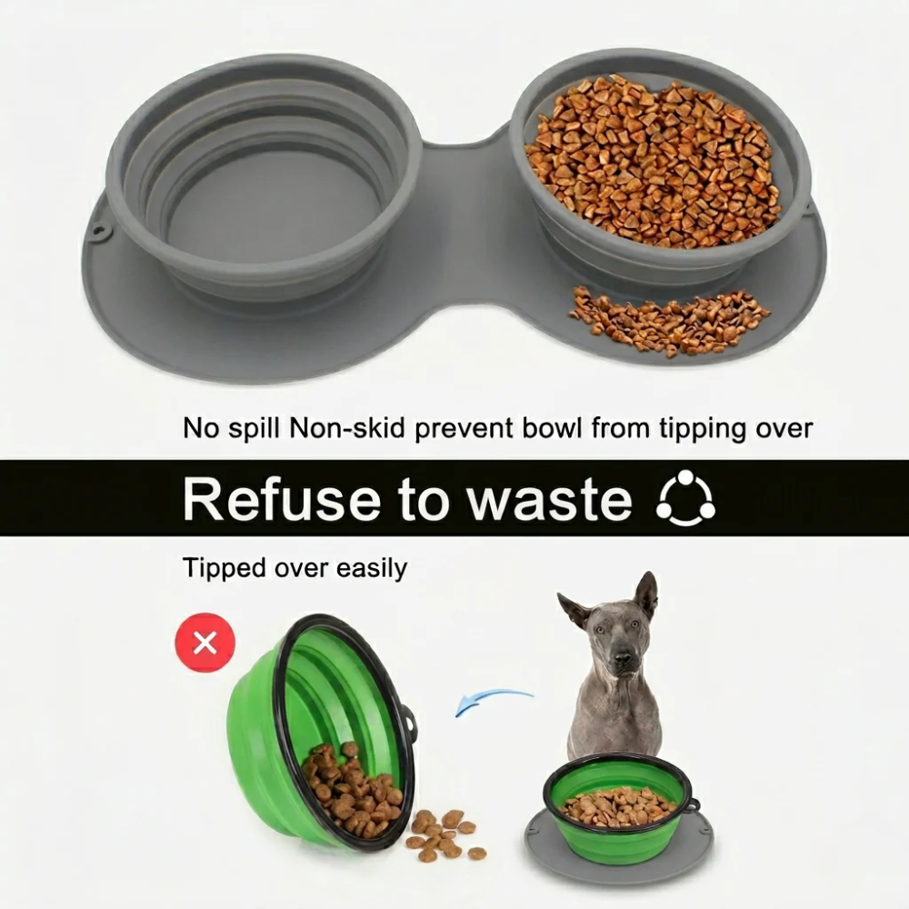 Collapsible Slow Feeder Dog Bowl – 2-in-1 Travel Feeding Bowl