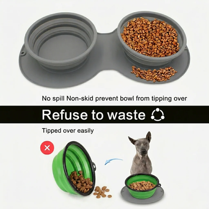 Collapsible Slow Feeder Dog Bowl – 2-in-1 Travel Feeding Bowl