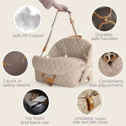 Dog Car Seat for Small Dogs – Washable Travel Carrier &amp; Car Bed