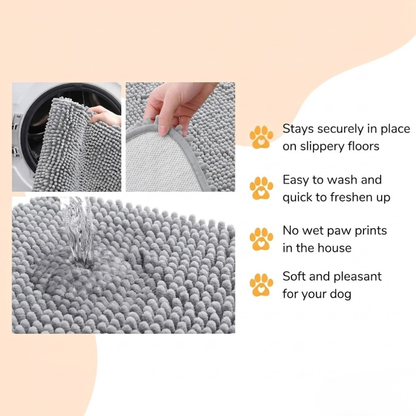Dog Door Mat for Muddy Paws – Super Absorbent Non-Slip Pet Mat