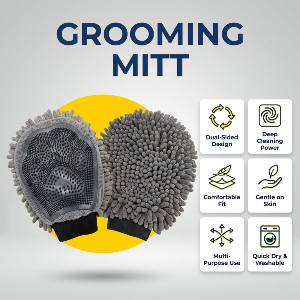 Dog Grooming Bath Gloves – Dual-Sided Deshedding Wash Mitt