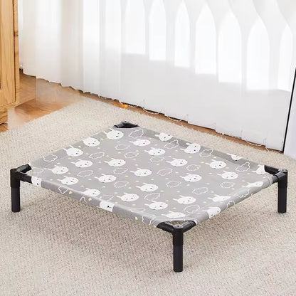 Elevated Dog Bed – Folding Portable Pet Camping Bed with Washable Cover