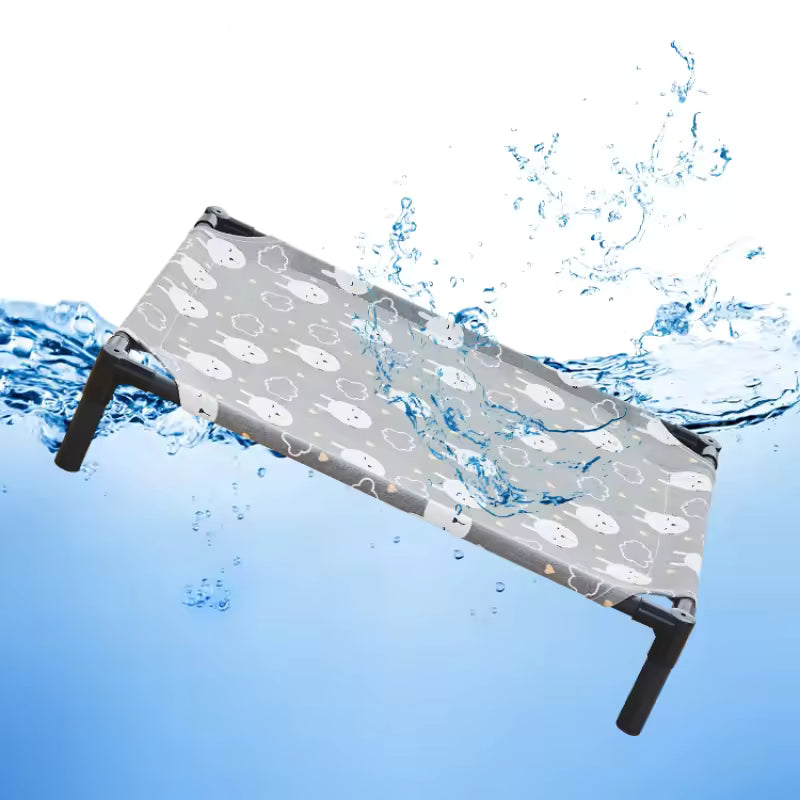 Elevated Dog Bed – Folding Portable Pet Camping Bed with Washable Cover
