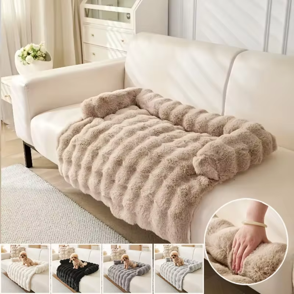 Faux Fur Dog Bed – Soft Plush Calming Pet Mat for Dogs &amp; Cats