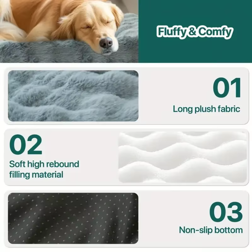 Faux Fur Dog Bed – Soft Plush Calming Pet Mat for Dogs &amp; Cats