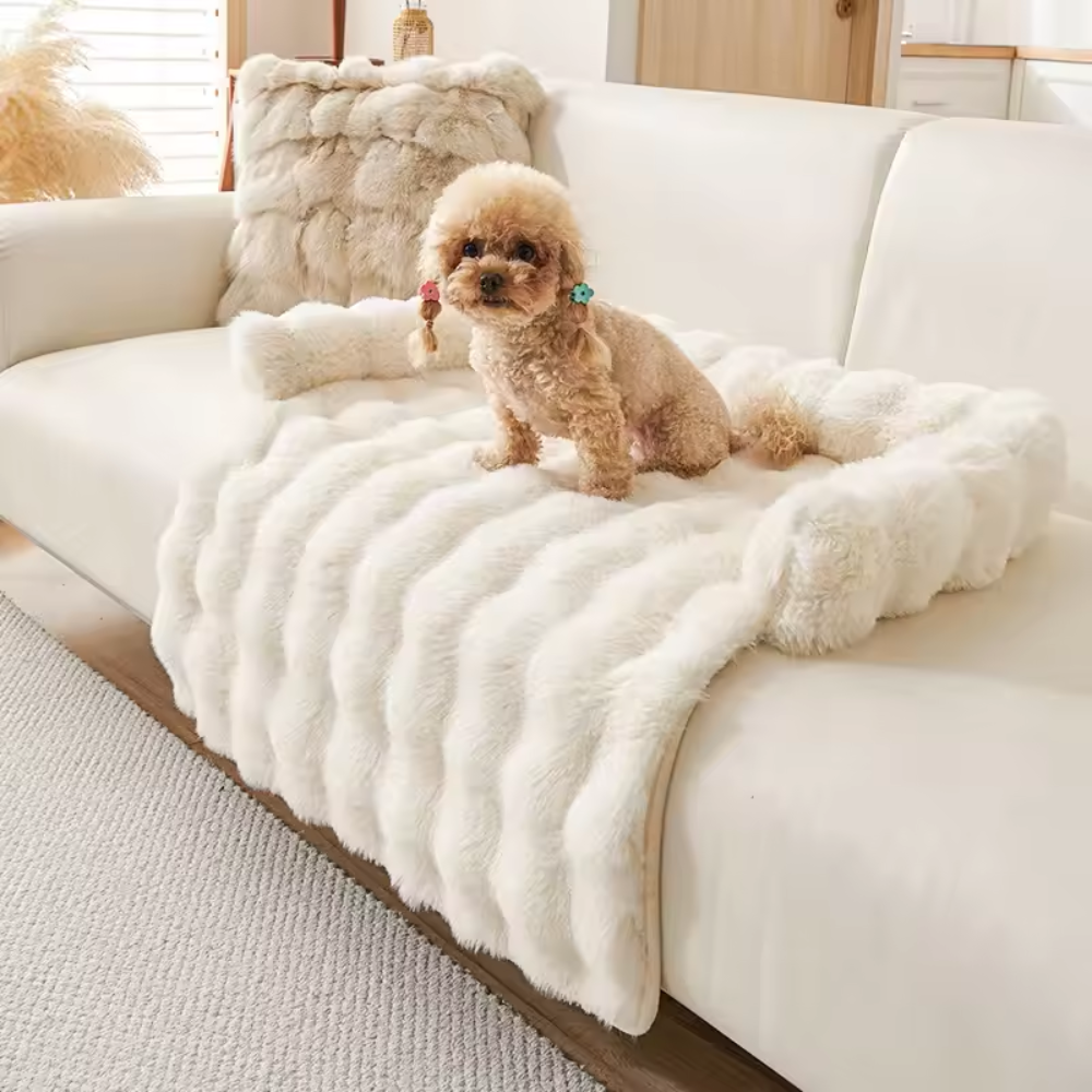Faux Fur Dog Bed – Soft Plush Calming Pet Mat for Dogs &amp; Cats