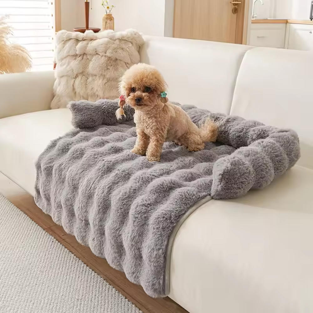 Faux Fur Dog Bed – Soft Plush Calming Pet Mat for Dogs &amp; Cats