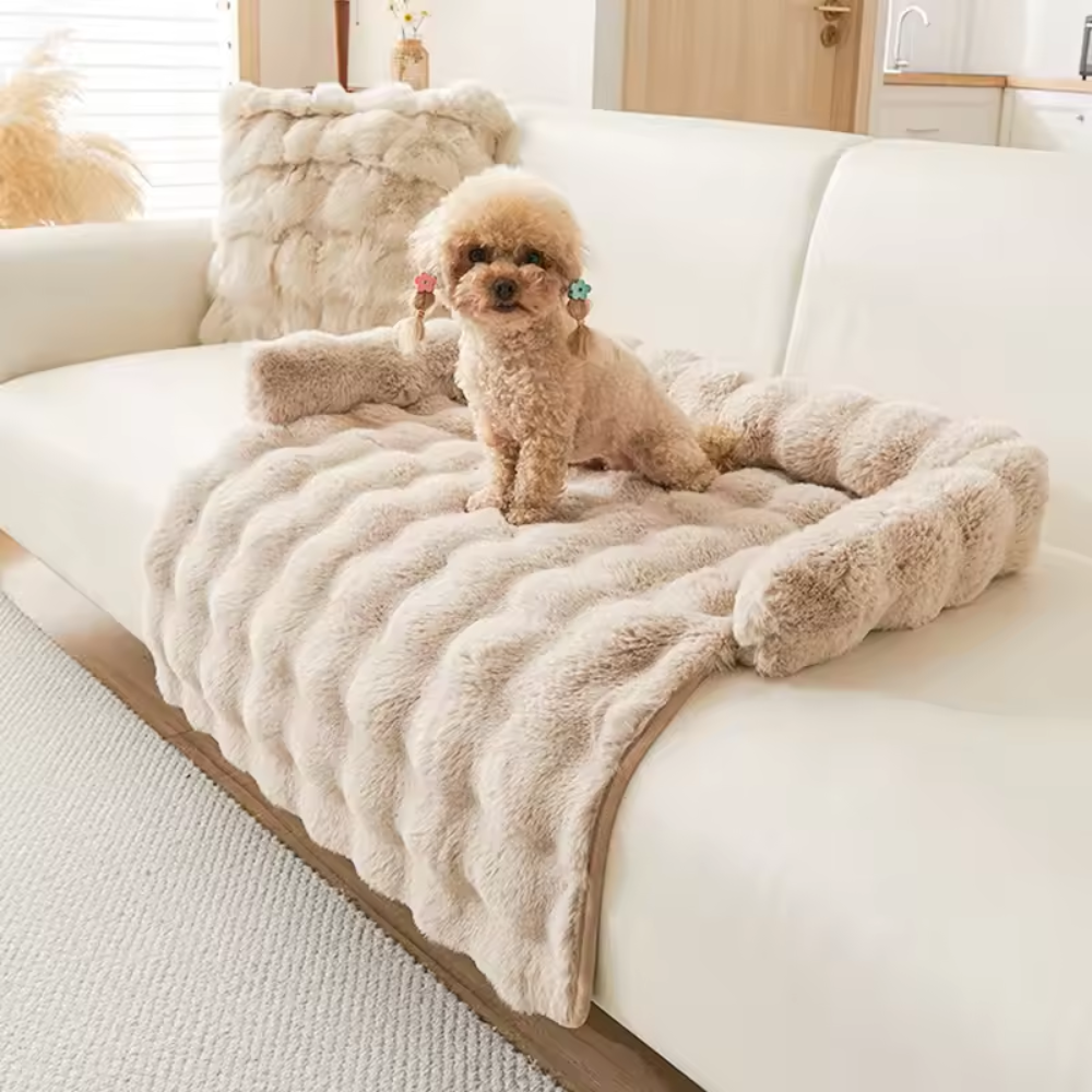Faux Fur Dog Bed – Soft Plush Calming Pet Mat for Dogs &amp; Cats