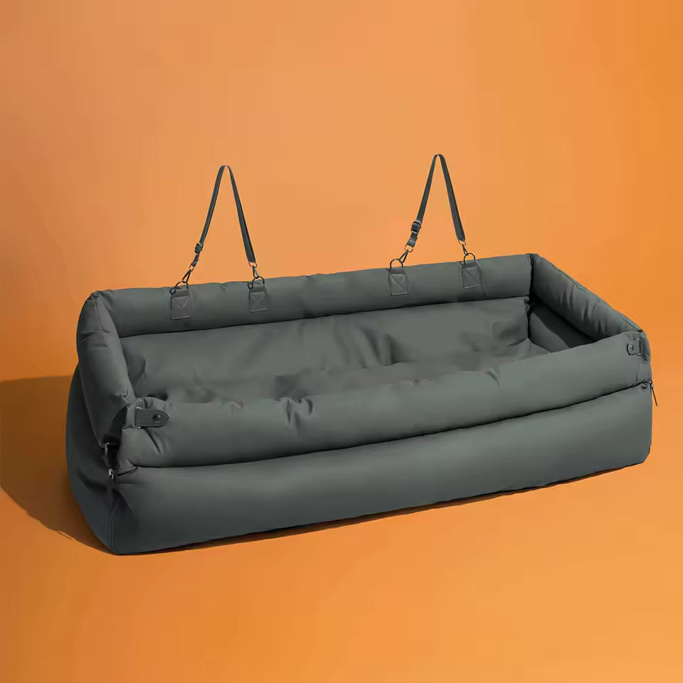 Faux Leather Pet Car Booster Seat – Travel Bed for Small Dogs &amp; Cats