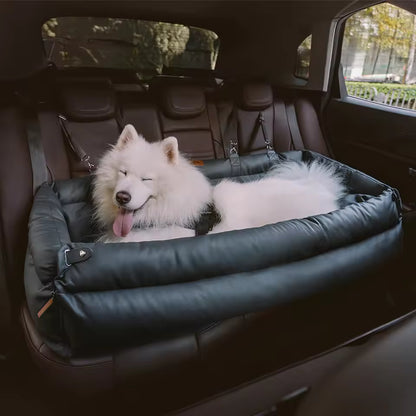 Faux Leather Pet Car Booster Seat – Travel Bed for Small Dogs &amp; Cats