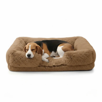 Memory Foam Dog Bed with Bolster &amp; Washable Cover – Waterproof Lining