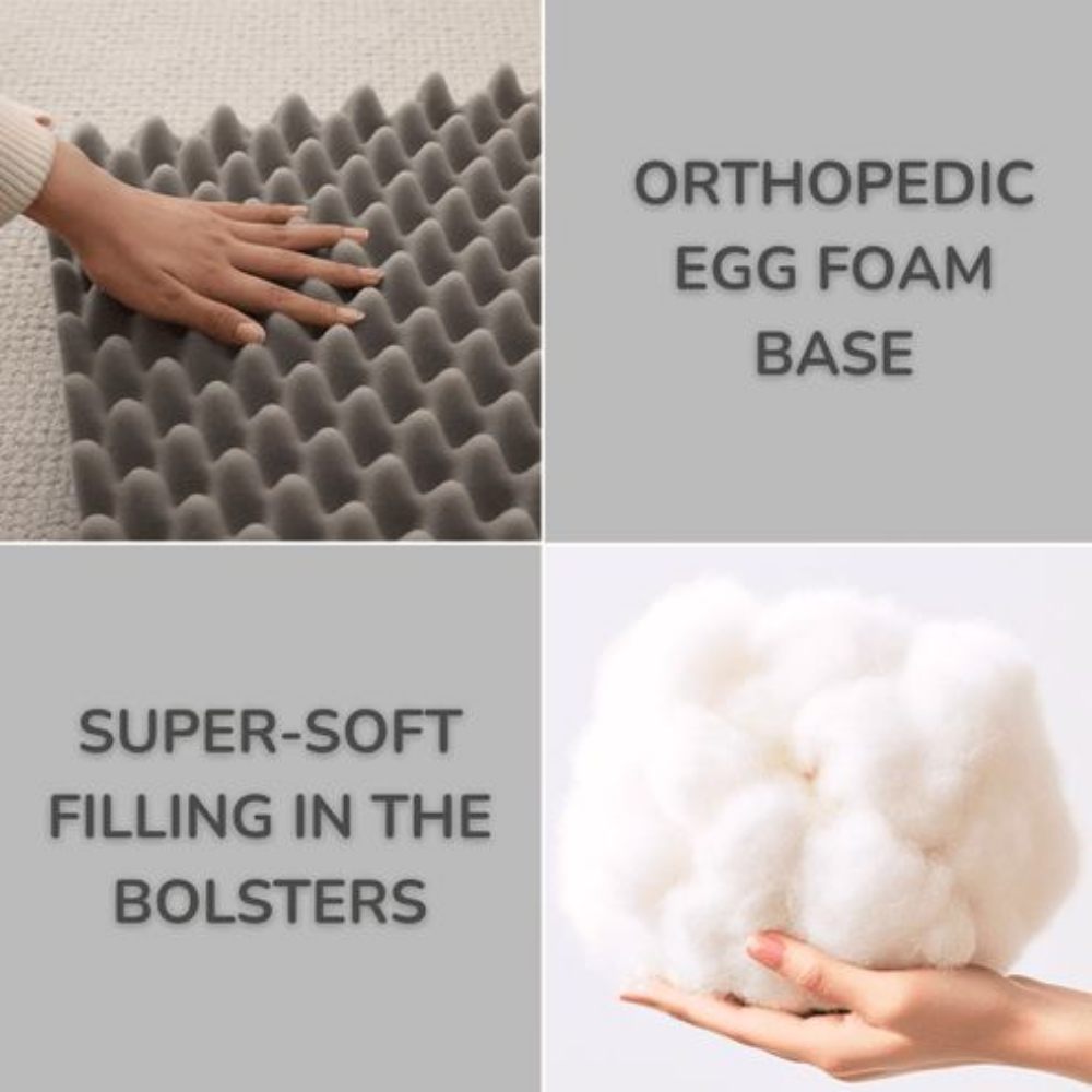 Memory Foam Dog Bed with Bolster &amp; Washable Cover – Waterproof Lining