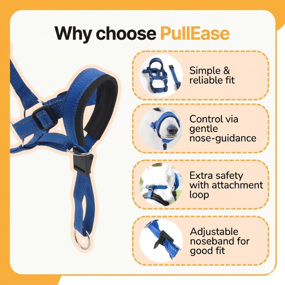 No Pull Dog Leach / muzzle with Padded Chest &amp; Reflective Strips – Pull Ease