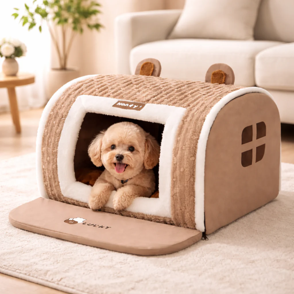 Plush Dog Bed – Soft Calming Pet Bed for Small &amp; Medium Dogs