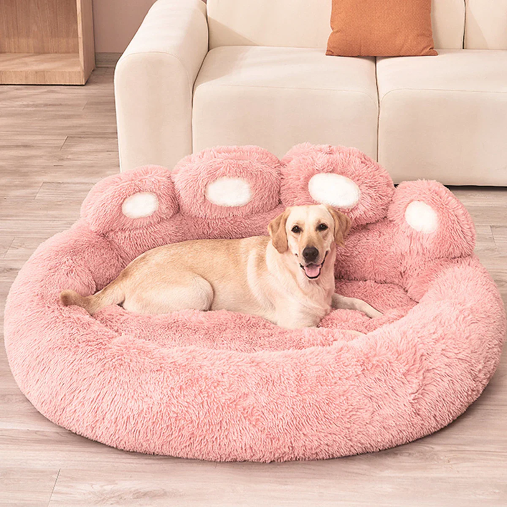 Plush Dog Sofa Bed – Soft Raised Edge Pet Bed for Small &amp; Medium Dogs