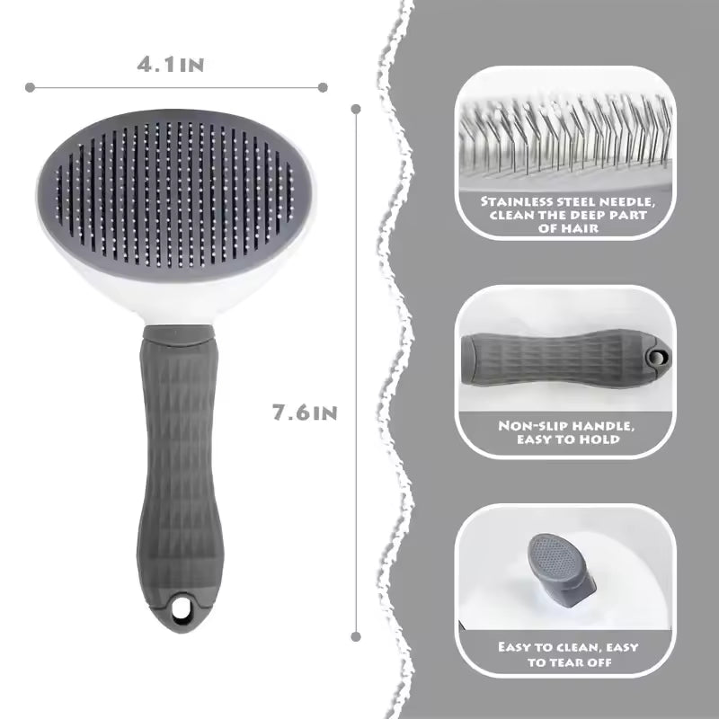 Self-Cleaning Pet Grooming Brush – Deshedding &amp; Dematting Comb for Dogs &amp; Cats