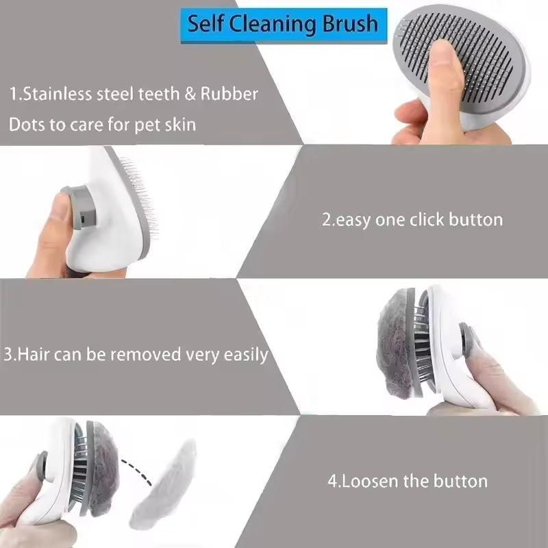 Self-Cleaning Pet Grooming Brush – Deshedding &amp; Dematting Comb for Dogs &amp; Cats