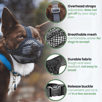 Soft Breathable Mesh Dog Muzzle with Adjustable Comfortable Fit