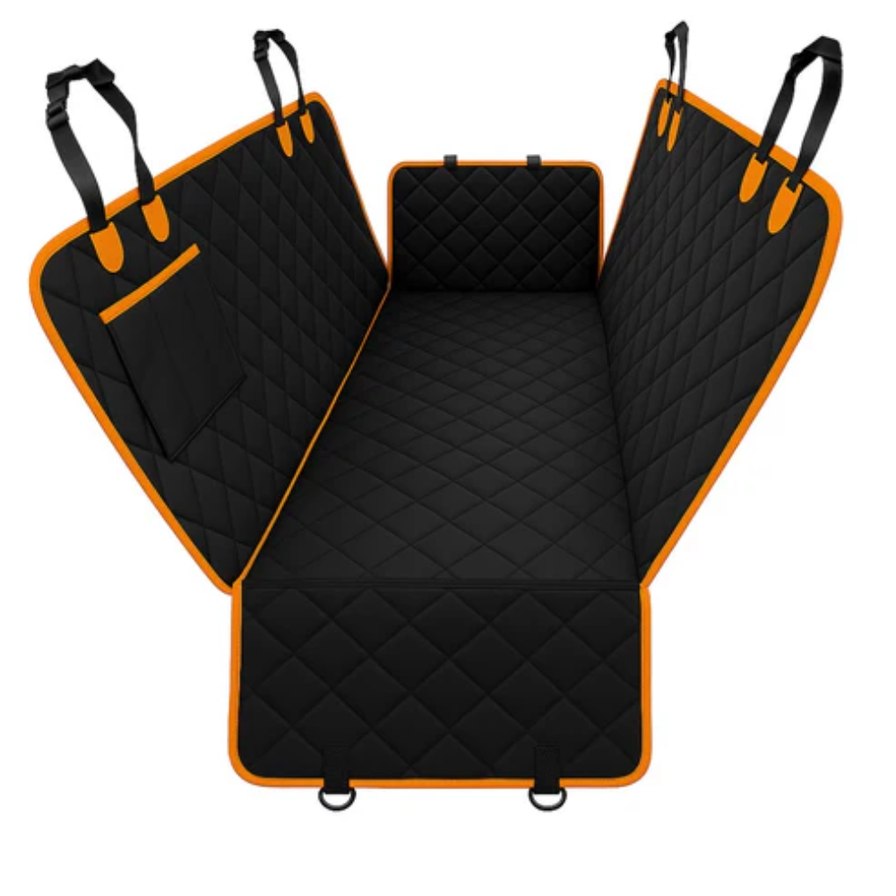 Waterproof Dog Car Back Seat Cover with Non Slip Base &amp; Storage Pockets