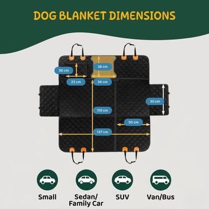 Waterproof Dog Car Back Seat Cover with Non Slip Base &amp; Storage Pockets